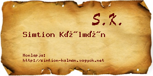 Simtion Kálmán névjegykártya